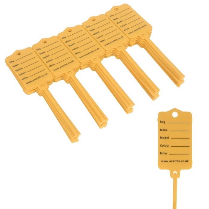50 Self Locking Key Tags Keytags Garages Car Sales Workshops Caravans - Yellow
