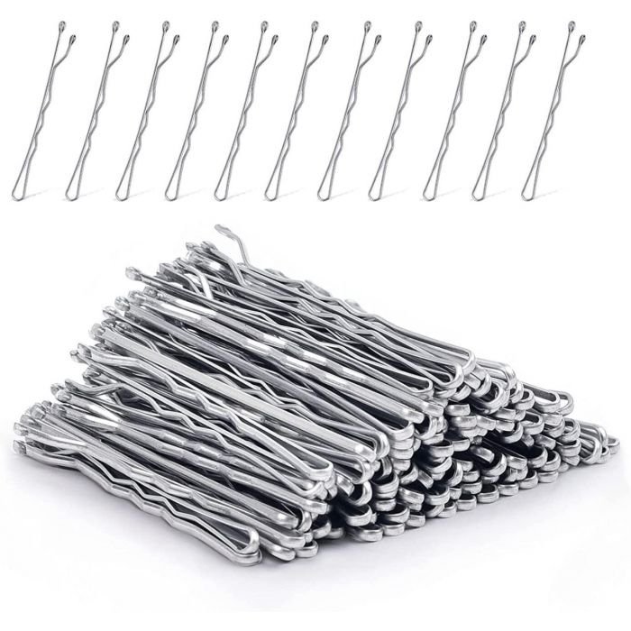 36 Waved Hair Pins Black Blonde Brown Bun Pins Hair Slides Kirby Grips 6.5cm (Silver)