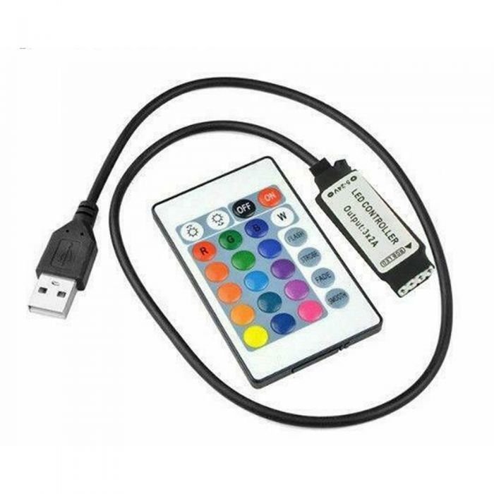 24 Key LED Strip Light Remote + Controller - RGB 4 Pin